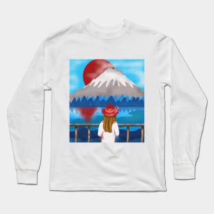 Landscape mountains digital art illustration Long Sleeve T-Shirt